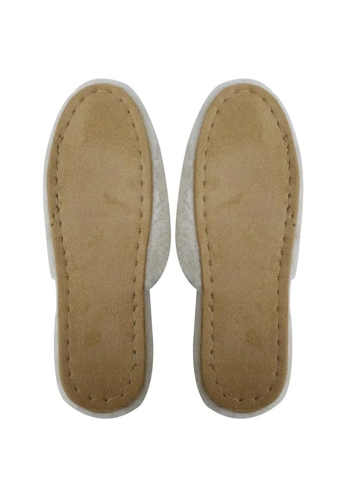 DAISO Unisex Backless Slippers - Memory Foam - Fluffy - US 5-7 EU 36-39.5 - White - Image 3